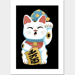 Lucky Cat Sleepy Posters and Art